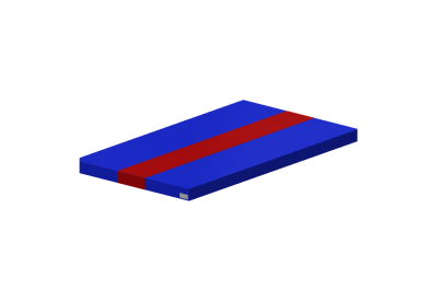 Överdel i stretchmaterial - 200x125x10 cm - blå/röd